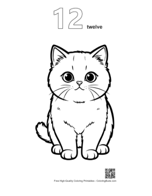Thumbnail: Cute British Shorthair Kitten Outline Printable Outline Number 12