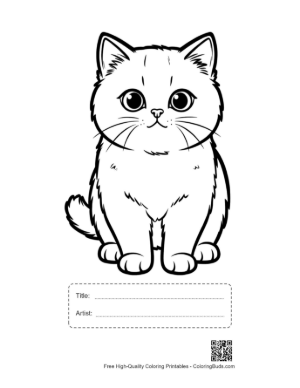 Thumbnail: Cute British Shorthair Kitten Outline Printable with Title and Artist Box