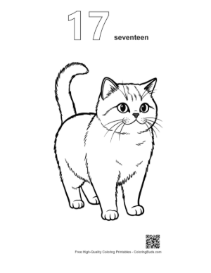 Thumbnail: Cute British Shorthair Kitten Standing Alert Printable Outline Number 17
