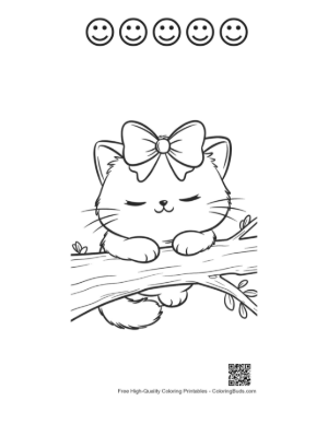 Thumbnail: Cute British Shorthair Printable and 5 Happy Face Outline