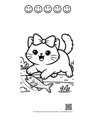 Thumbnail: Cute British Shorthair Printable and 5 Happy Face Outline