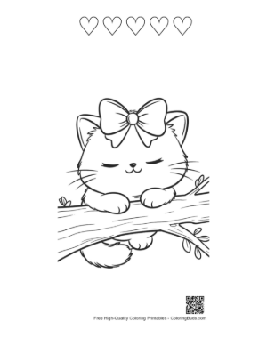 Thumbnail: Cute British Shorthair Printable and 5 Heart Outline