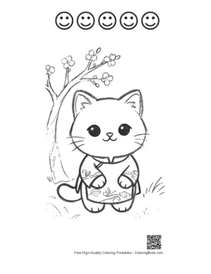 Thumbnail: Easy British Shorthair to Color Printable and 5 Happy Face Outline