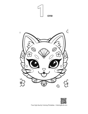 Thumbnail: Adorable Kitten Wearing a Detailed Fox-Style Cat Mask Printable Outline Number 1