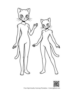 Thumbnail: Anthropomorphic Cat Mask Pair Lineart