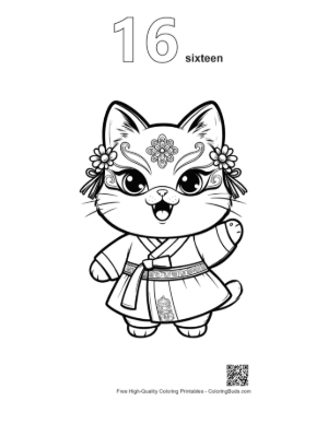 Thumbnail: Cat Masks Coloring Page Printable Outline Number 16