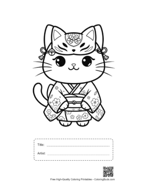 Thumbnail: Cat Masks Printable with Title and Artist Box