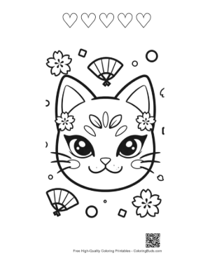Thumbnail: Cat Masks to Color Printable and 5 Heart Outline