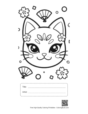Thumbnail: Cat Masks to Color Printable with Title and Artist Box