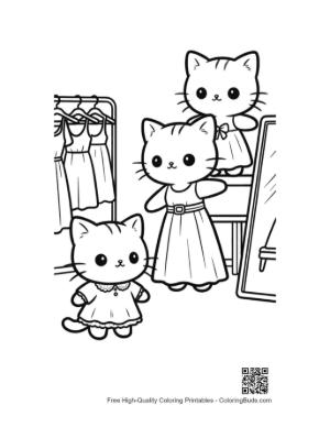 Thumbnail: Adorable Kitten Looking at Herself in a Dress Shop Mirror Printable