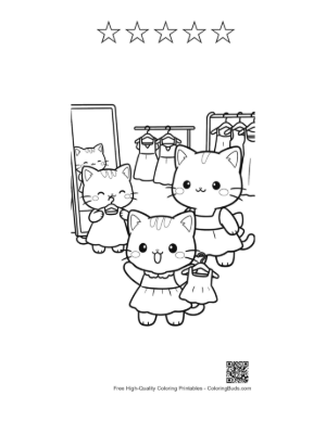 Thumbnail: Adorable Kittens Playing Dress Up with Fancy Clothes Printable and 5 Star Outline