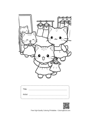 Thumbnail: Adorable Kittens Playing Dress Up with Fancy Clothes Printable with Title and Artist Box