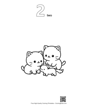 Thumbnail: Chibi Cat Family Cuddle Printable Outline Number 2