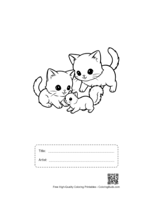 Thumbnail: Chibi Cat Family Cuddling Adorably Printable with Title and Artist Box