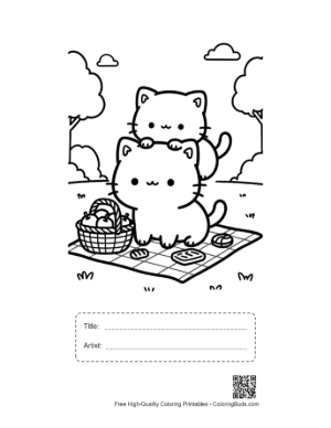 Thumbnail: Chibi Cats Coloring Page Printable with Title and Artist Box
