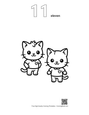 Thumbnail: Chibi Cats in School Uniforms Printable Outline Number 11