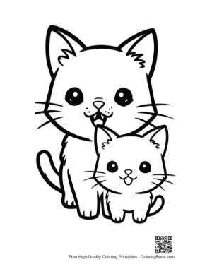 Thumbnail: Chibi Mom Cat and Kitten Smiling