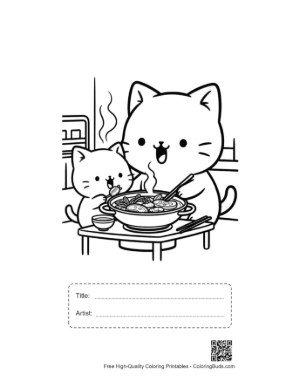 Thumbnail: Download Chibi Cats Coloring Sheet Printable with Title and Artist Box