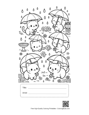 Thumbnail: Download Chibi Cats to Color Printable with Title and Artist Box