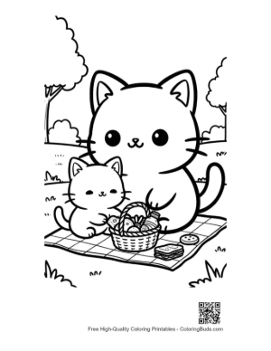 Thumbnail: Easy Chibi Cats Coloring Page Printable