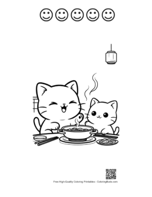 Thumbnail: Easy Chibi Cats Printable and 5 Happy Face Outline