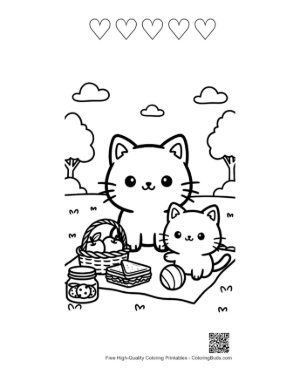 Thumbnail: Easy Chibi Cats Printable and 5 Heart Outline