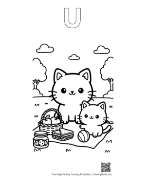 Thumbnail: Easy Chibi Cats Printable Outline Alphabet U