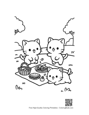 Thumbnail: Free Chibi Cats to Color Printable