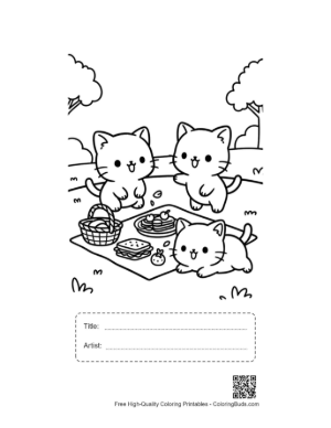 Thumbnail: Free Chibi Cats to Color Printable with Title and Artist Box
