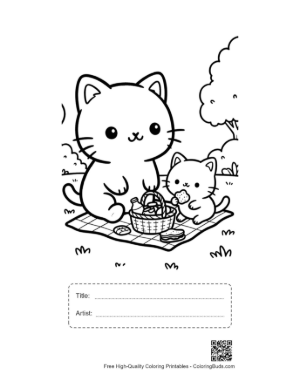 Thumbnail: Group of Chibi Cats Enjoying a Picnic in the Park Printable with Title and Artist Box