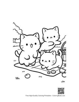 Thumbnail: Small Kittens Playing Together on a Picnic Blanket Printable