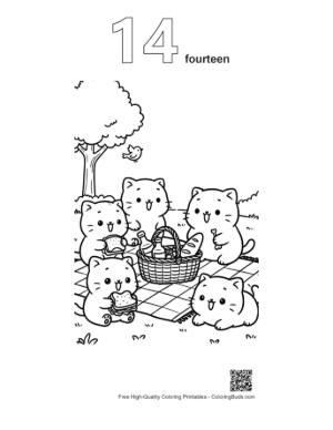 Thumbnail: Cute Cats to Color Printable Outline Number 14