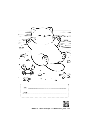 Thumbnail: Easy Cute Cats Coloring Page Printable with Title and Artist Box