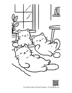Thumbnail: Three Cute Kittens Resting Together in a Comfortable Bedroom Printable