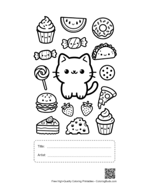 Thumbnail: Adorable Kawaii Bear Cub Playing with a Mini Tank in the Forest Printable with Title and Artist Box