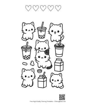 Thumbnail: Chibi Bear Wearing a Floral Wreath with a Honey Jar Printable and 5 Heart Outline