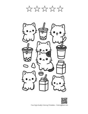 Thumbnail: Chibi Bear Wearing a Floral Wreath with a Honey Jar Printable and 5 Star Outline