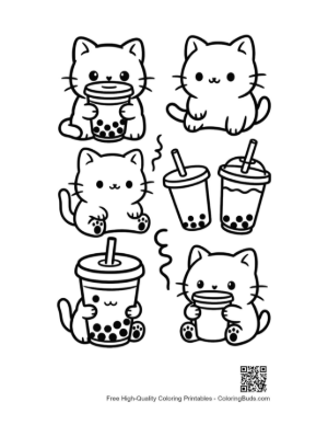 Thumbnail: Easy Kawaii to Color Printable
