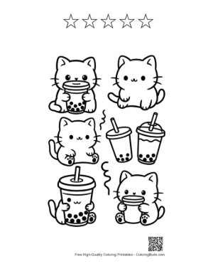 Thumbnail: Easy Kawaii to Color Printable and 5 Star Outline