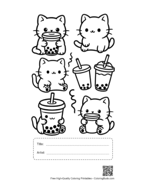 Thumbnail: Easy Kawaii to Color Printable with Title and Artist Box