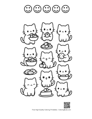 Thumbnail: Free Kawaii for Kids Printable and 5 Happy Face Outline