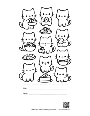 Thumbnail: Free Kawaii for Kids Printable with Title and Artist Box