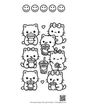 Thumbnail: Happy Baby Bear Holding a Honey Wand in the Garden Printable and 5 Happy Face Outline
