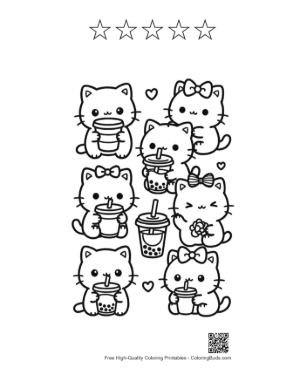 Thumbnail: Happy Baby Bear Holding a Honey Wand in the Garden Printable and 5 Star Outline
