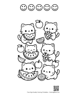 Thumbnail: Happy Bear Cub Enjoying the River Breeze with a Fish Printable and 5 Happy Face Outline