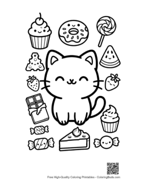 Thumbnail: Happy Grizzly Bear Standing Near a Forest Tree Illustration Printable