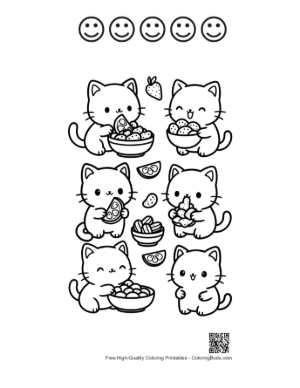 Thumbnail: Kawaii Coloring Sheet Printable and 5 Happy Face Outline