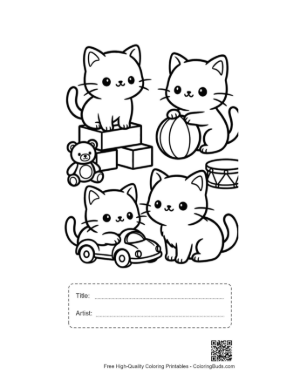 Thumbnail: Little Bear Cub Running with a Colorful Kite Printable with Title and Artist Box