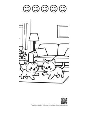 Thumbnail: Adorable Kitten Wearing Bunny Ears Sleeping in the Kitchen Printable and 5 Happy Face Outline