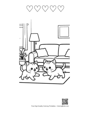 Thumbnail: Adorable Kitten Wearing Bunny Ears Sleeping in the Kitchen Printable and 5 Heart Outline